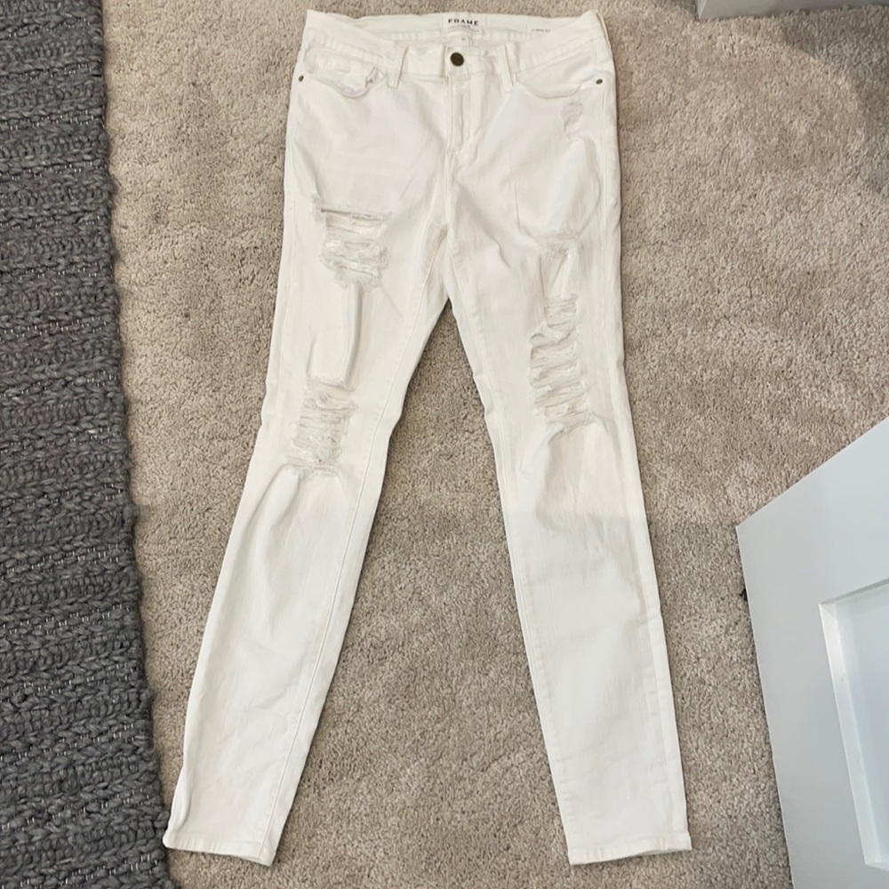 Frame “Le Skinny de Jeanne” white denim size 31